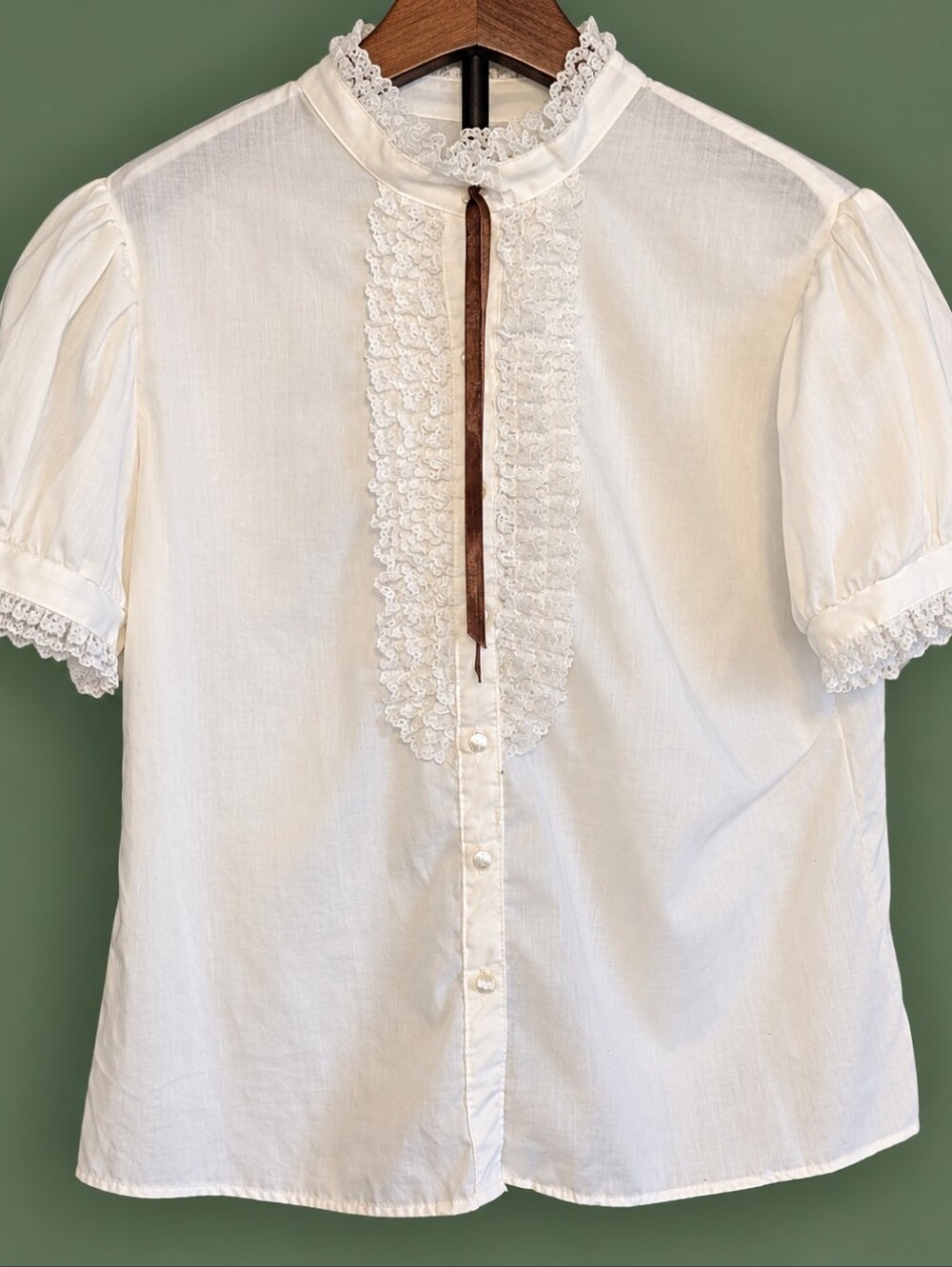 Vintage Rio Too Ivory Lace Ruffle Victorian Prairie Blouse